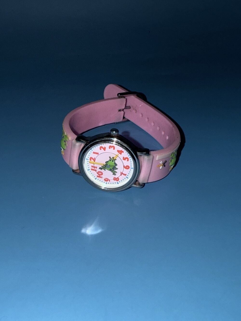 Girls Quartz Analog Watch White Cartoon Dial Pink Silicone